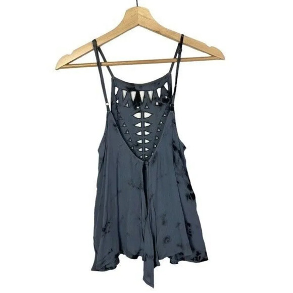 Amuse Society Landslide Blue Tie Dye Laser Cut Tank Top S - Picture 3 of 5